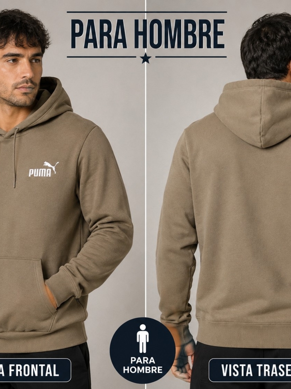 Puma Men's Pullover Hoodie in Olive Brown